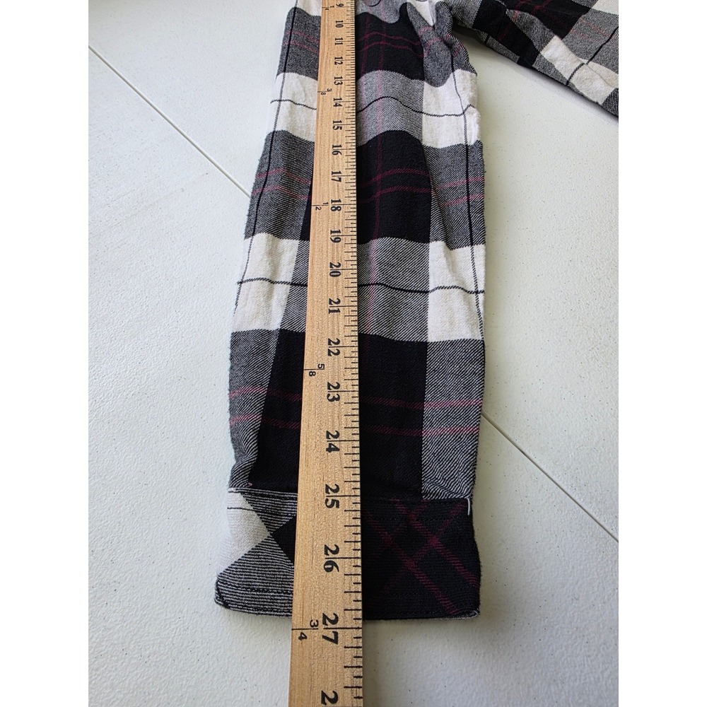 Dickies Womens XL Black White Red Plaid Cotton Flannel Button Up Shirt LS - Picture 6 of 10